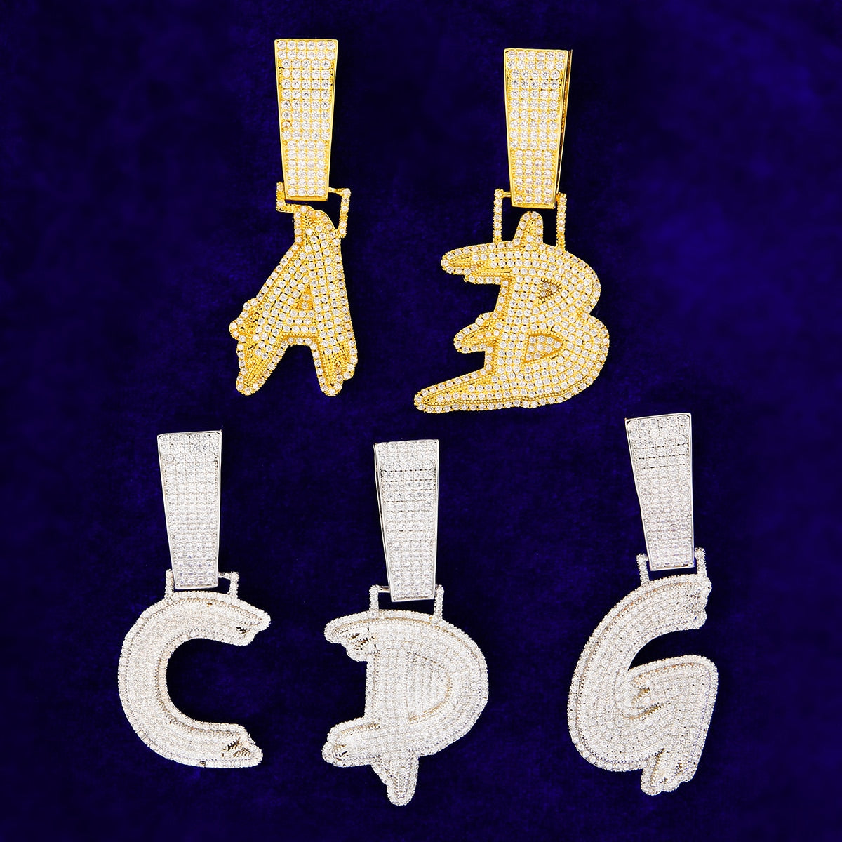 ICED OUT INITIAL LETTER GOLD NECKLACE