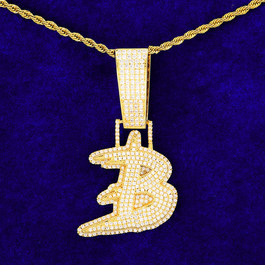 ICED OUT INITIAL LETTER GOLD NECKLACE