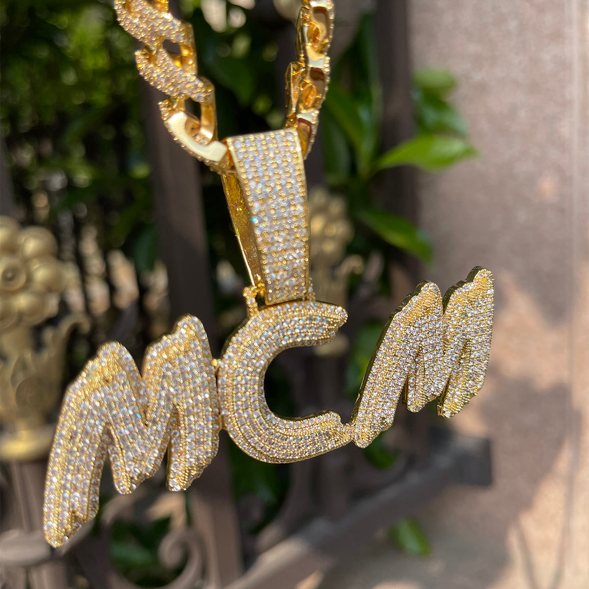 CUSTOM 18K GOLD DRIP ICED PENDANT